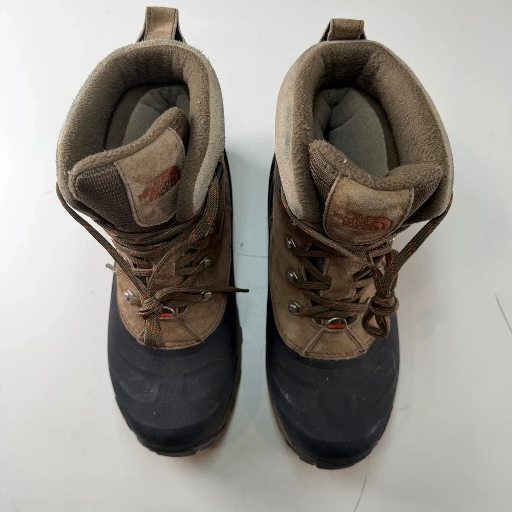 The North Face Heatseeker Waterproof Leather Winter Boots Brown Men's Size 11